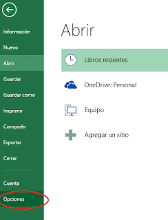 opciones de excel para lista personalizada