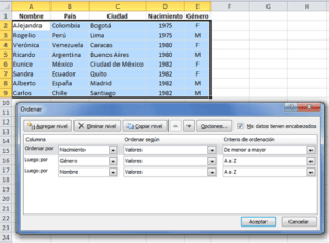 orden personalizado en excel