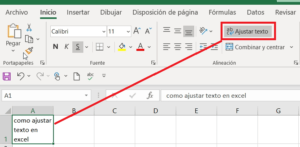 ajustar texto en excel