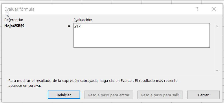 f9 evaluar parte de formula excel para mac