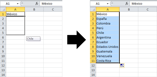 listas personalizadas en Excel