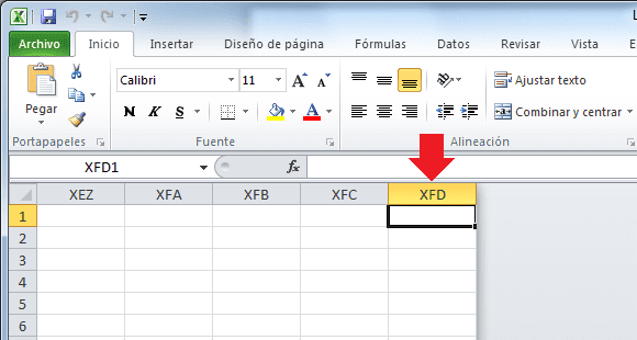 Columnas de una hoja de Excel