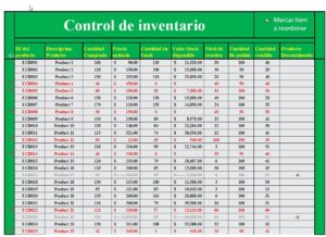 plantilla de inventario
