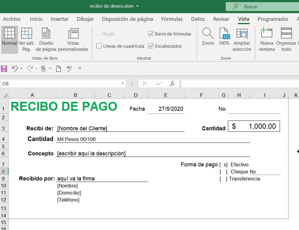 Formato De Recibo De Pago En Excel Siempre Excel 4904