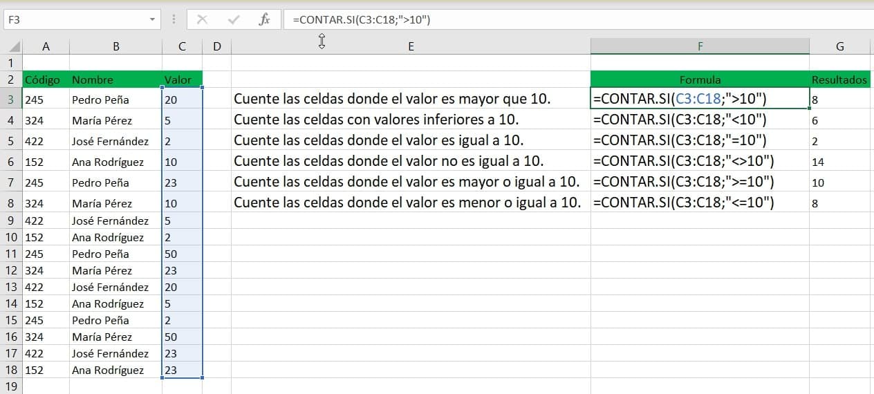 Función Contarsi En Excel Para Contar Palabras Siempre Excel 9992