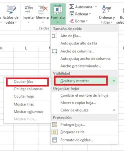 Ocultar celdas en Excel