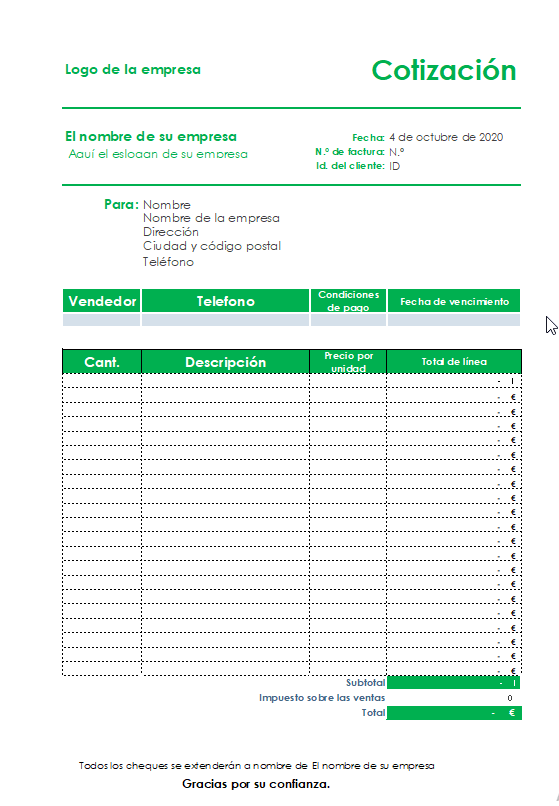 Formato de cotización en Excel - Siempre Excel