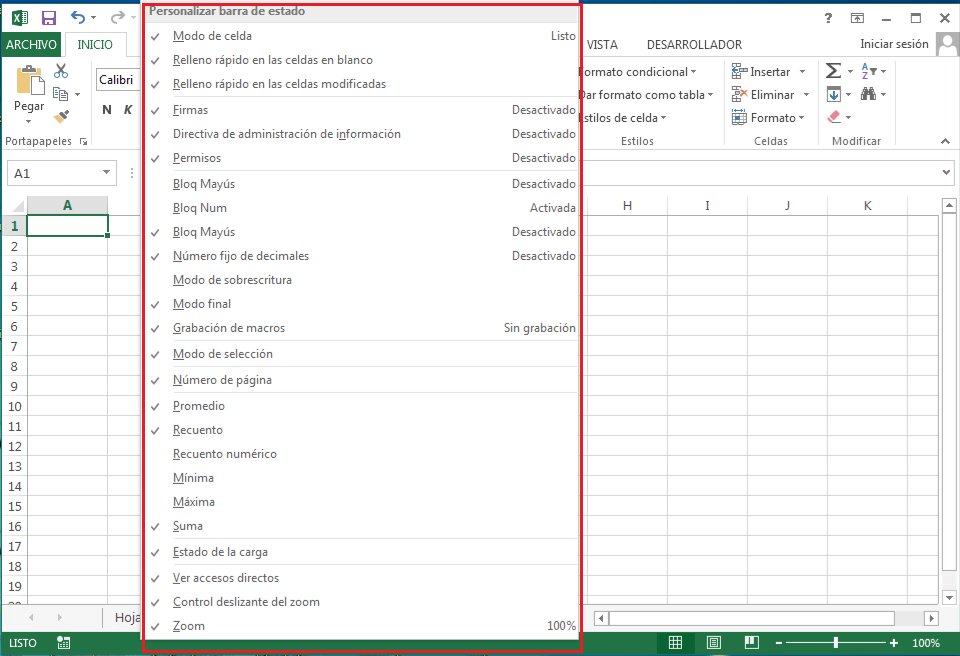 Barra De Estado De Excel Explicada En Detalle Siempre Excel 8229