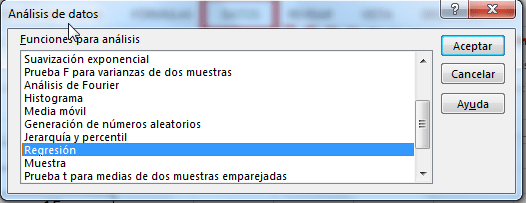 analisis de datos con regresion lineal en excel