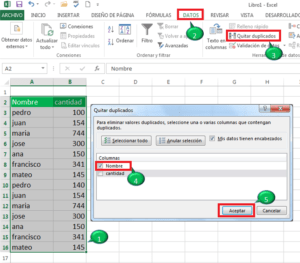 Eliminar duplicado en excel