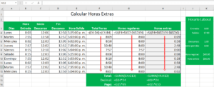 calcular horas extras en excel