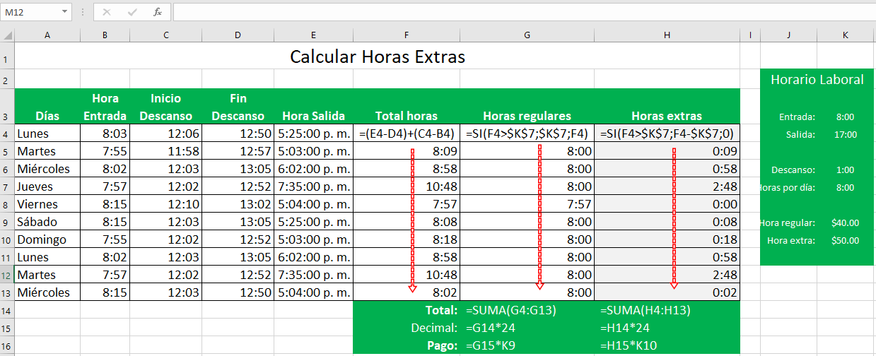 obturador Geografía Cambiable Calcular horas extras en Excel - Siempre Excel