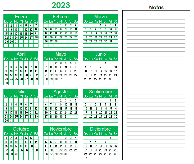 Calendario 2023: Descargar plantilla en excel - Siempre Excel