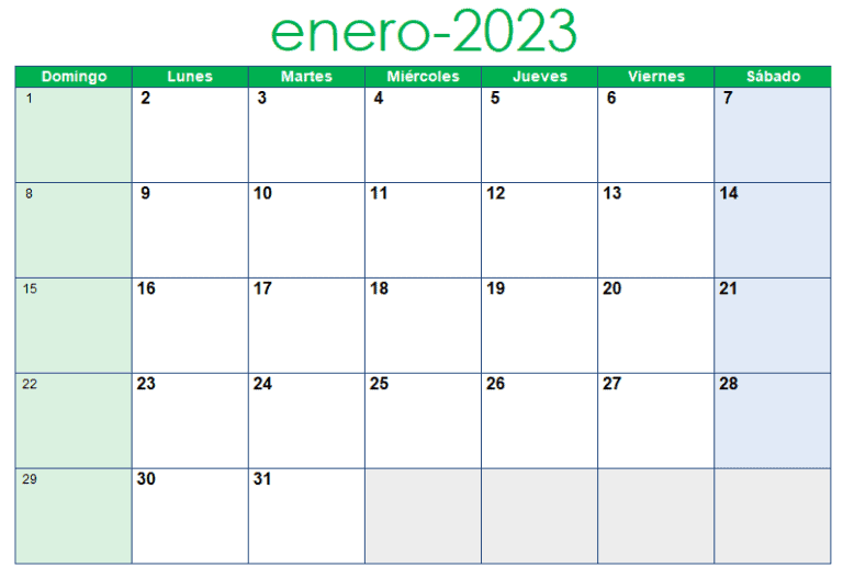 Calendario 2023 En Formato Excel Xls Descarga Gratis Para Todos Diseño De Plantilla Pared Una 