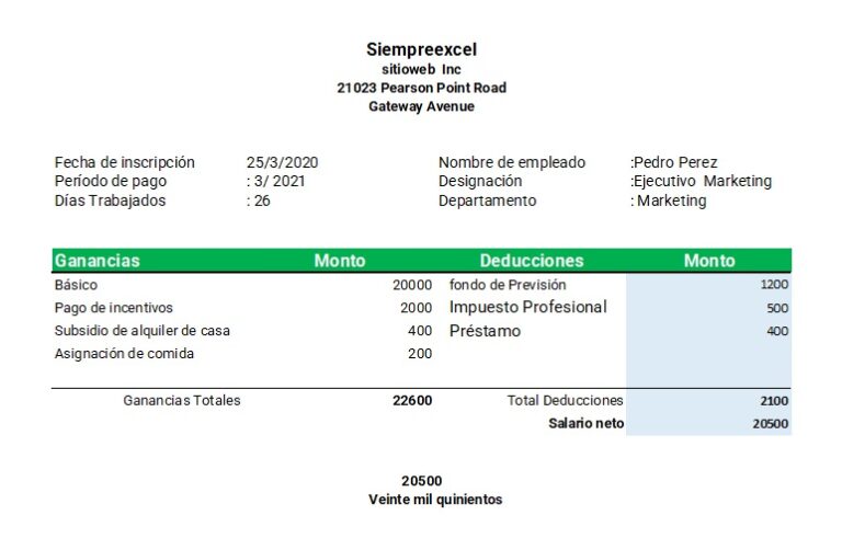 Descarga la plantilla Recibo de sueldo: Para Nómina en Excel