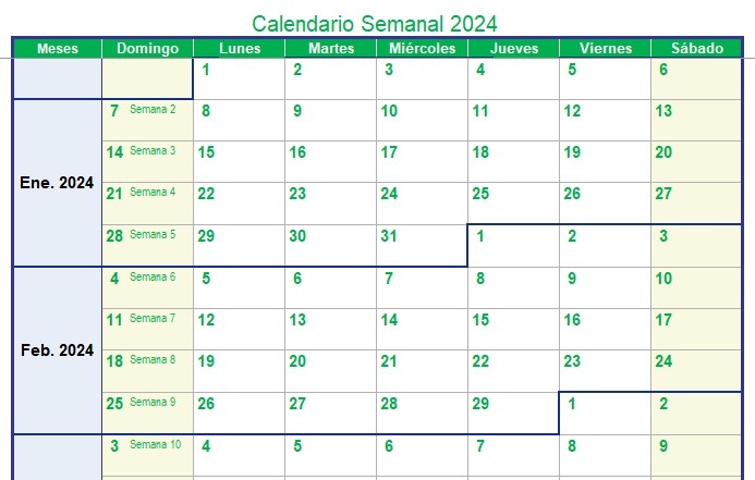 calendario 2024 semanal