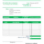 Nota de remisión: Plantilla Excel Gratis nota de remisión