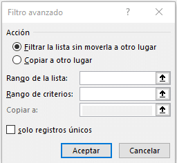 filtros avanzados en excel