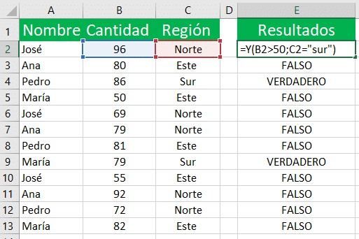 función lógica en excel