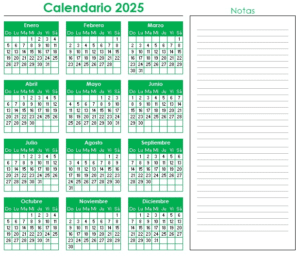 calendario 2025 en excel