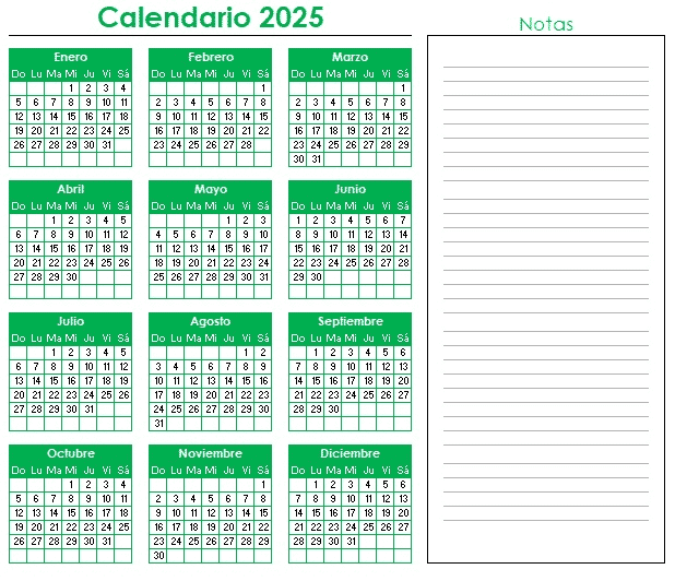 Calendario 2025 en Excel Siempre Excel