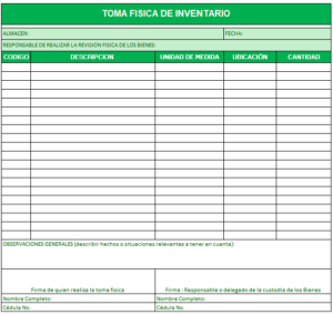 formato de inventario físico en excel