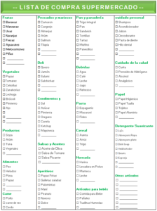 lista de compras de supermercado completa excel