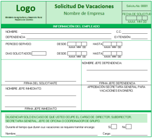 formato de solicitud de vacaciones excel