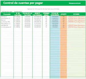 plantilla cuentas por pagar excel gratis