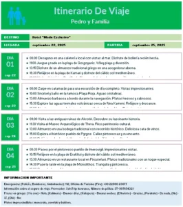itinerario de viaje en excel