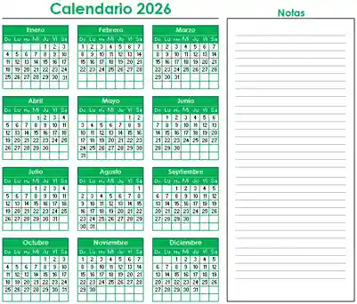 calendario 2026 excel