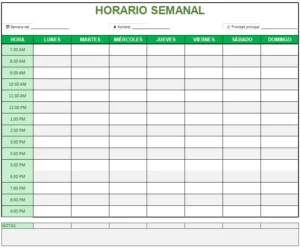 plantilla horario semanal excel