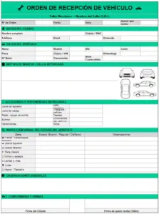 orden de trabajo taller mecanico excel
